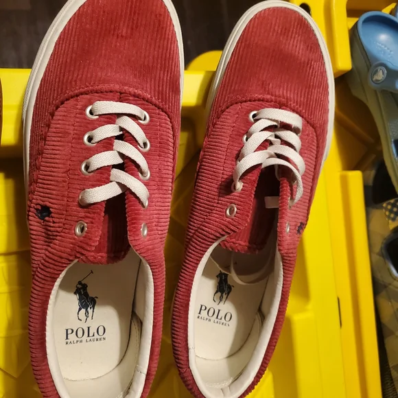 New Polo Ralph Lauren Keaton Pony Red Corduroy 01087-E22 Red/White Mens Size 10 - Picture 3 of 3